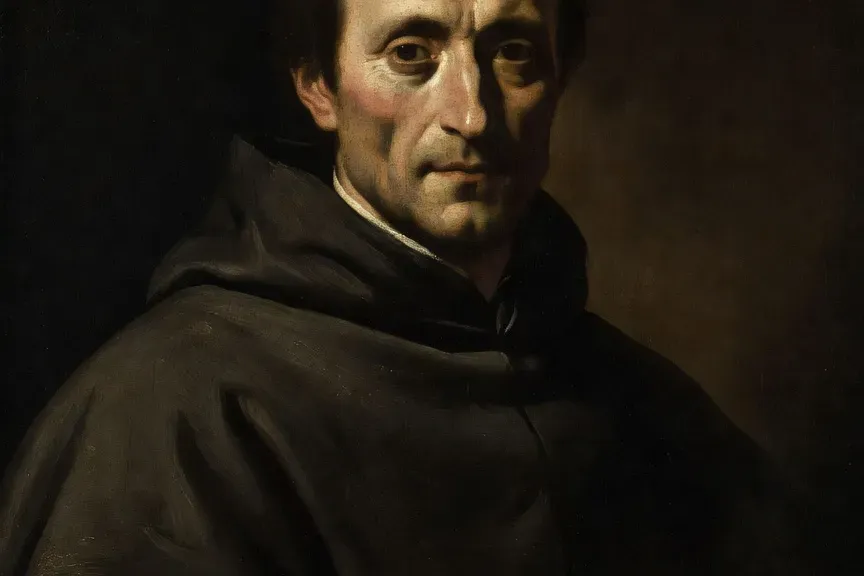 Portrait d'Ignace de Loyola, peinture huile XVIIe siècle, fond sombre